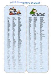 English Worksheet: ALL IRREGULAR VERBS type 1-2-3 + BOARDGAME + SPINNER + Grammar Review + 22 GAMES + fill-in ex + HOLMES READING --13_PAGES - A2-B2 level