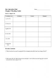 English Worksheet: The Call of the Wild - Chapter 3 Reading Guide