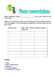 English worksheet: Phone conversations