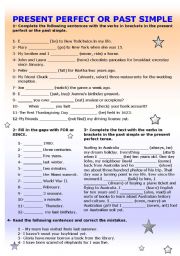 English Worksheet: Present perfect or past simple