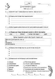 English Worksheet: Global Climate Change Quiz