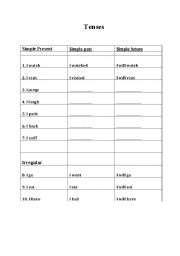 English worksheet: Tenses (Present, past and future)
