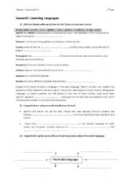 English Worksheet: lesson 21 1st year