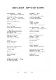 English Worksheet: Lyrics (fill in the gaps) - Bobby McFerrin - Dont worry be happy