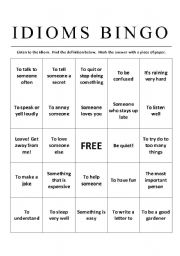 Idioms Bingo