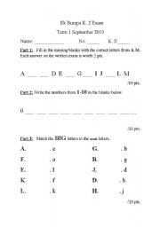 English Worksheet: Kindergarten Quiz