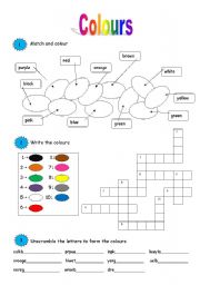 English Worksheet: Colours