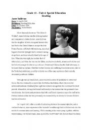 English Worksheet: Anne Sullivan - Teacher of miraculous Helen Keller