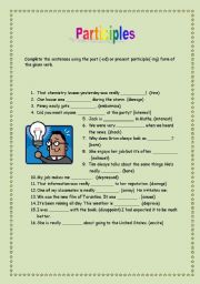 English Worksheet: participles (past,present) used as adjectives (with key)