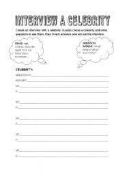 English Worksheet: Interview a Celebrity