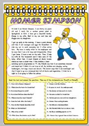 English Worksheet: HOMER SIMPSONS: PROFILE AND ROUTINES