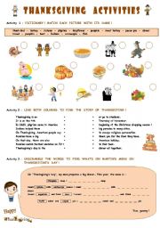 English Worksheet: THANKSGIVING  activities