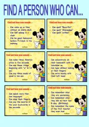 English Worksheet: Find a person who can... (Mingle / Speaking activity)