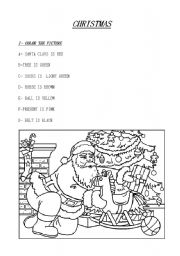 English Worksheet: CHRISTMAS AND COLOURS