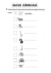 English worksheet: Wild animals - listening activity