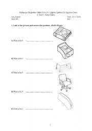 English Worksheet: exam for 4th grade students 