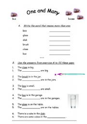 English worksheet: One and many - es