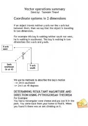 English worksheet: vector operations