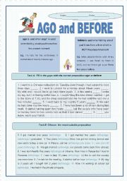 English Worksheet: Time Preposition  AGO AND BEFORE