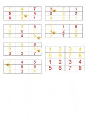 English Worksheet: Cards for a bingo (from 1 to 8)
