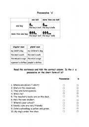 English Worksheet: Possessive s