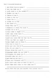 English Worksheet: make up sentences