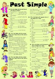 English Worksheet: Exercises on Past Simple Tense (Editable with Key)