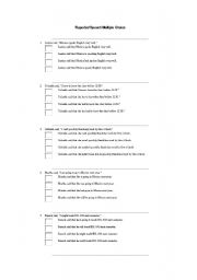 English Worksheet: Reported speech  multiple choice quiz