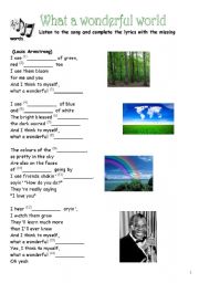 English Worksheet: Five different songs 1/2