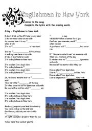 English Worksheet: Five different songs 2/2