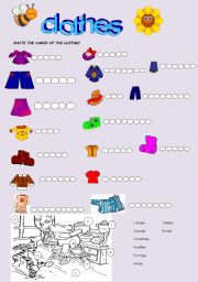 English Worksheet: clothes and colors