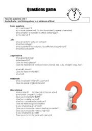 English Worksheet: Yes/No questions game