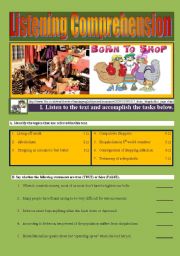 English Worksheet: LISTENING: Shopping/shopaholism