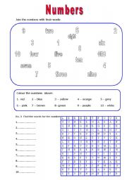 English Worksheet: Numbers + Key