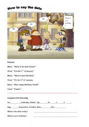 English Worksheet: How to say the date and date of birthday