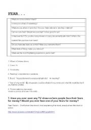 English Worksheet: Fear and Phobias