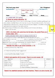 English Worksheet: end of term test n 1
