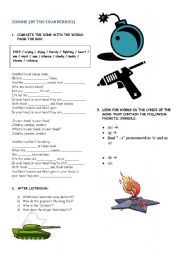 English Worksheet: ZOMBIE (BY THE CRAMBERRIES)