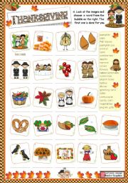 English Worksheet: Thanksgiving  -  matching ex.