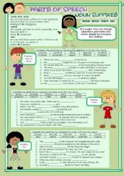 English Worksheet: Parts of Speech (11) Noun suffixes