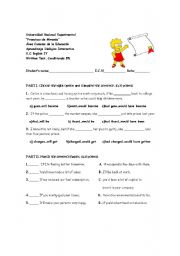 English Worksheet: Conditionals written test