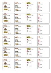 English Worksheet: a simple menu