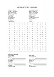 English worksheet: Camping activities vocabulary