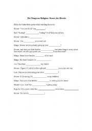 English Worksheet: The Simpsons/Religion: Homer the Heretic