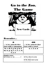 Go to the Zoo, a Go Fish type card game using articles.