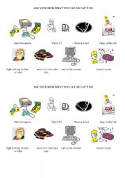 English Worksheet: ask your mum what you can or can´t do