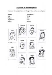 English Worksheet: Adjectives to describe people