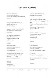 English Worksheet: Lyrics (fill in the gaps) - Lady Gaga - Alejandro