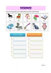 English Worksheet: Grouping the living things and non-living things