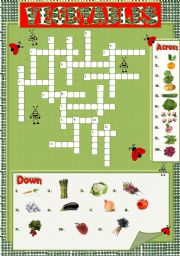 English Worksheet: Vegetables - crossword